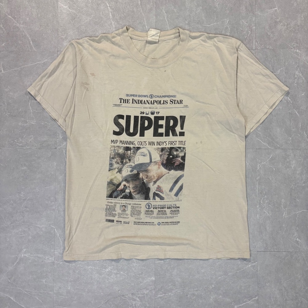 Vintage 2007 Indianapolis Colts Super Bowl Champions T-Shirt Peyton Manning XL